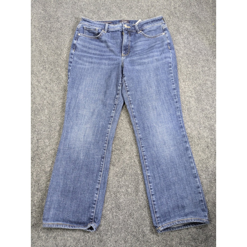 NYDJ Marilyn Straight Jeans Womens 12 Blue Lift Tuck Stretch Denim